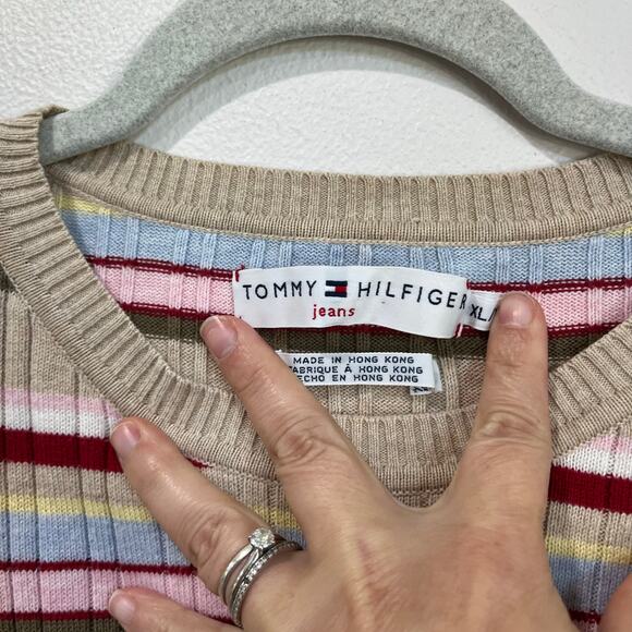 Tommy Hilfiger Striped Sweater Y2K Vintage Retro Coastal Prep Style XL - Picture 6 of 7